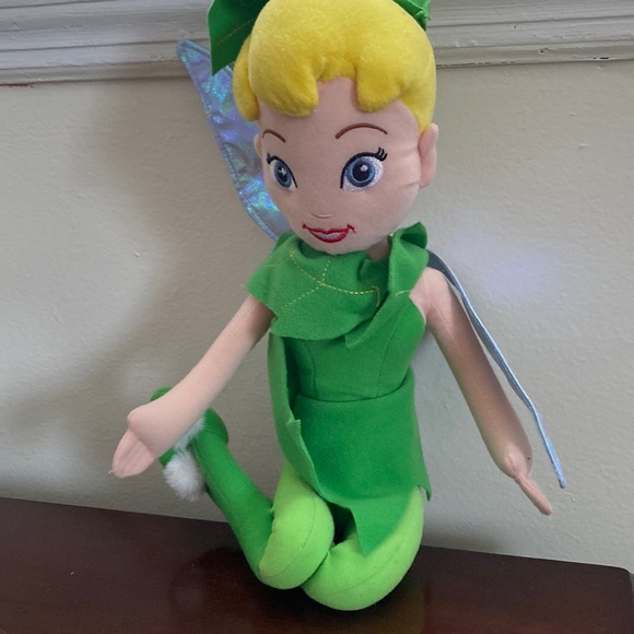 The Disney Store Tinkerbell Plush Stuffed Doll Fairy Shimmer Wings 2011 11-13in - Picture 1 of 3